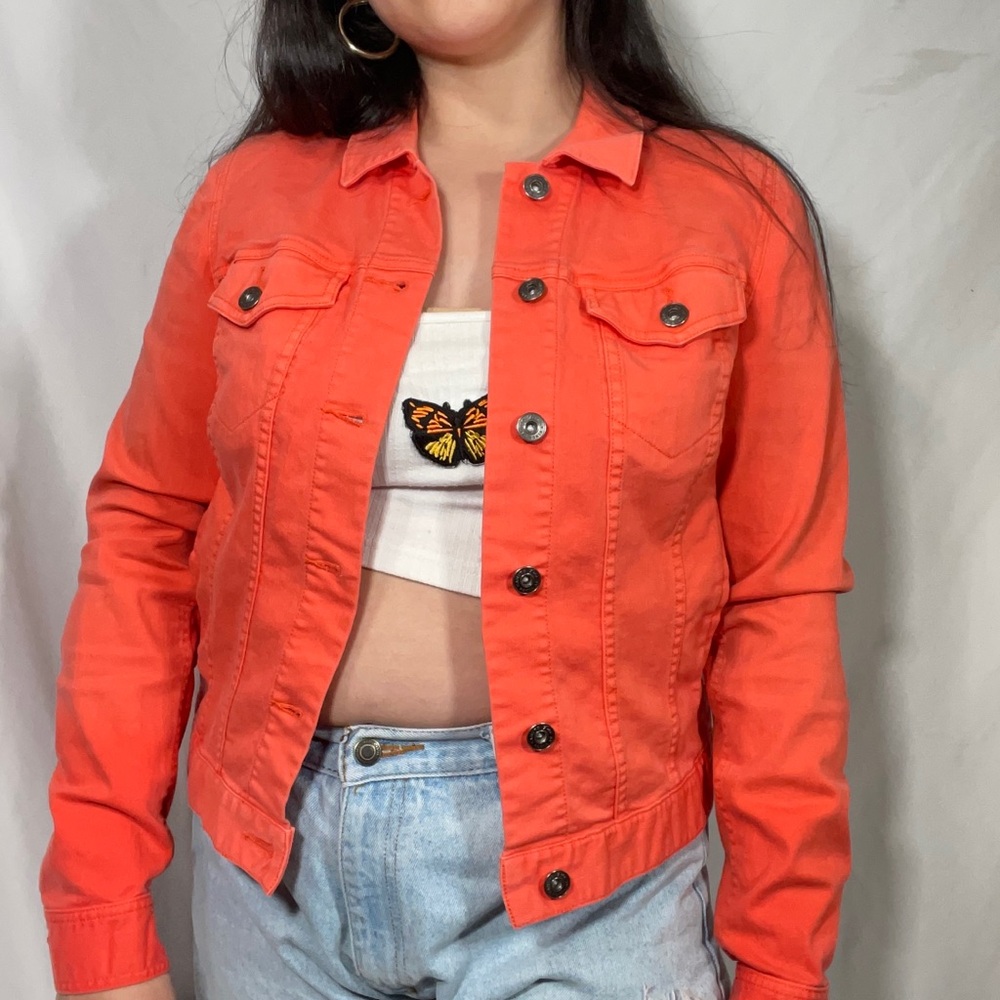 Red/orange Soft Denim Jacket by Vince Camuto from Two by Vince Camuto Collection